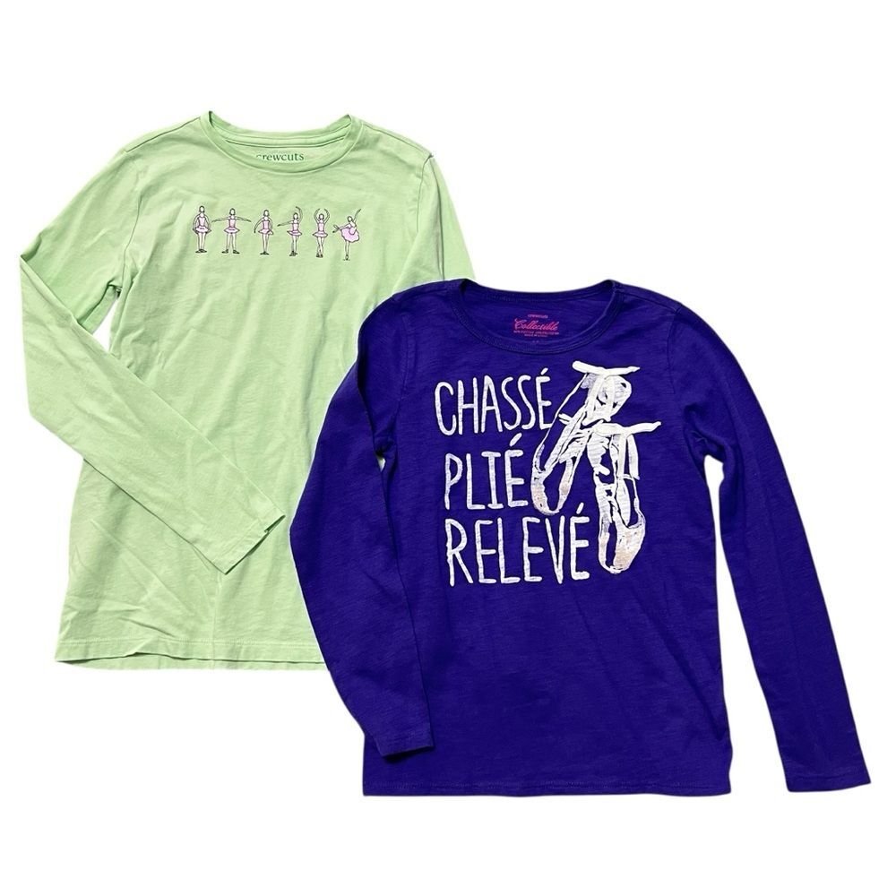 Crewcuts Ballet Theme Long Sleeve Tee Bundle Size 10 Purple Green